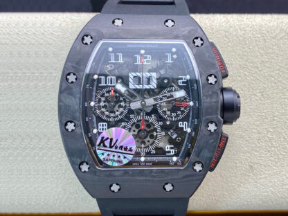 Richard Mille RM011 Carbon Fiber Black Rubber Strap | UK Replica - 1:1 best edition replica watches store, high quality fake watches